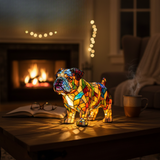 Bulldogge in Bewegung – Leuchtendes Designobjekt