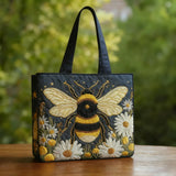 Handgefertigte Tasche – Biene mit Gänseblümchen und Sternen