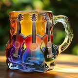 Handgefertigte Tasse mit 3D-Gitarrenmotiv
