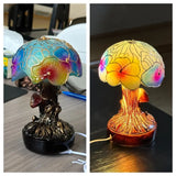 Boho-Chic-Pilzlampe mit Blumenmotiv