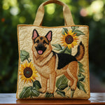 Handgefertigte Tasche – Deutscher Schäferhund mit Blumen