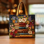 Handgefertigte Tasche – Blumenmuster und Bücher