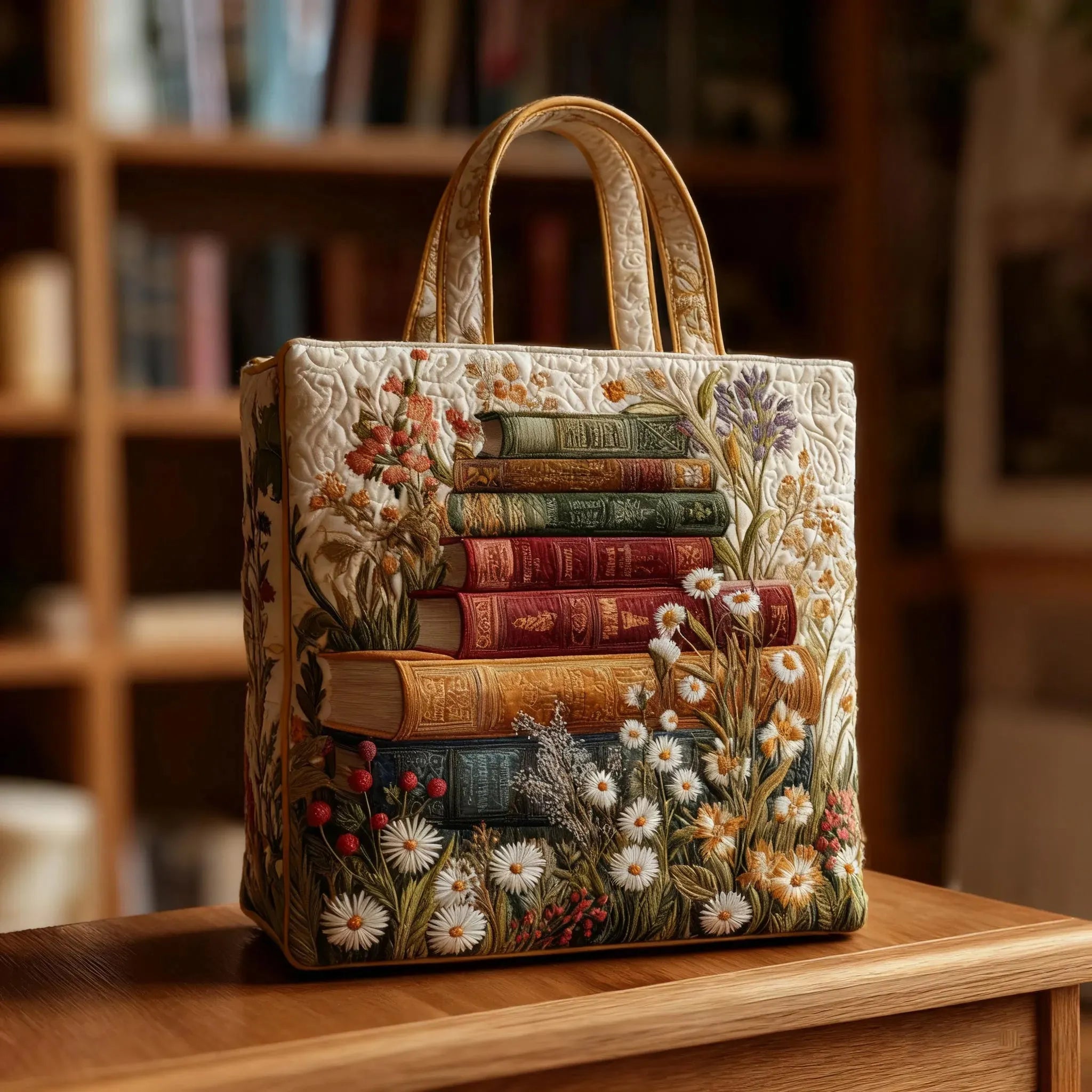 Handgefertigte wattierte Tasche – Blumenmuster