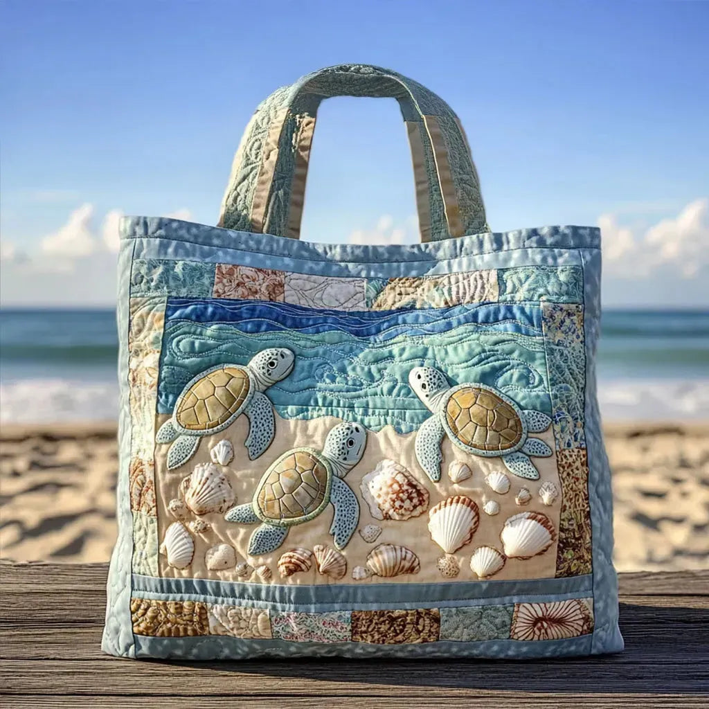 Handgefertigte wattierte Tasche – Meeresschildkröten