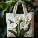 Handgefertigte wattierte Tasche – Weisse Lilien