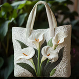 Handgefertigte wattierte Tasche – Weisse Lilien