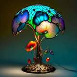 Boho-Chic-Pilzlampe mit Blumenmotiv