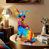 Farbenfrohe Chihuahua-Tischlampe aus Kunstharz