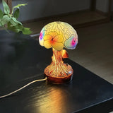 Boho-Chic-Pilzlampe mit Blumenmotiv