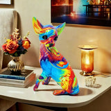 Farbenfrohe Chihuahua-Tischlampe aus Kunstharz