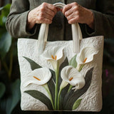 Handgefertigte wattierte Tasche – Weisse Lilien