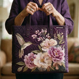 Handgefertigte wattierte Tasche – Kolibris und Orchideen