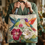 Wattierte Tasche – Kolibri und weisse Blumen
