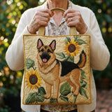 Handgefertigte Tasche – Deutscher Schäferhund mit Blumen